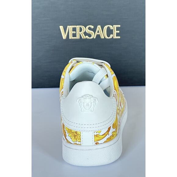 Versace Baroco Men\'s White/Gold Leather Sneakers 13 US (46 Euro) 1016936 NIB main image 11